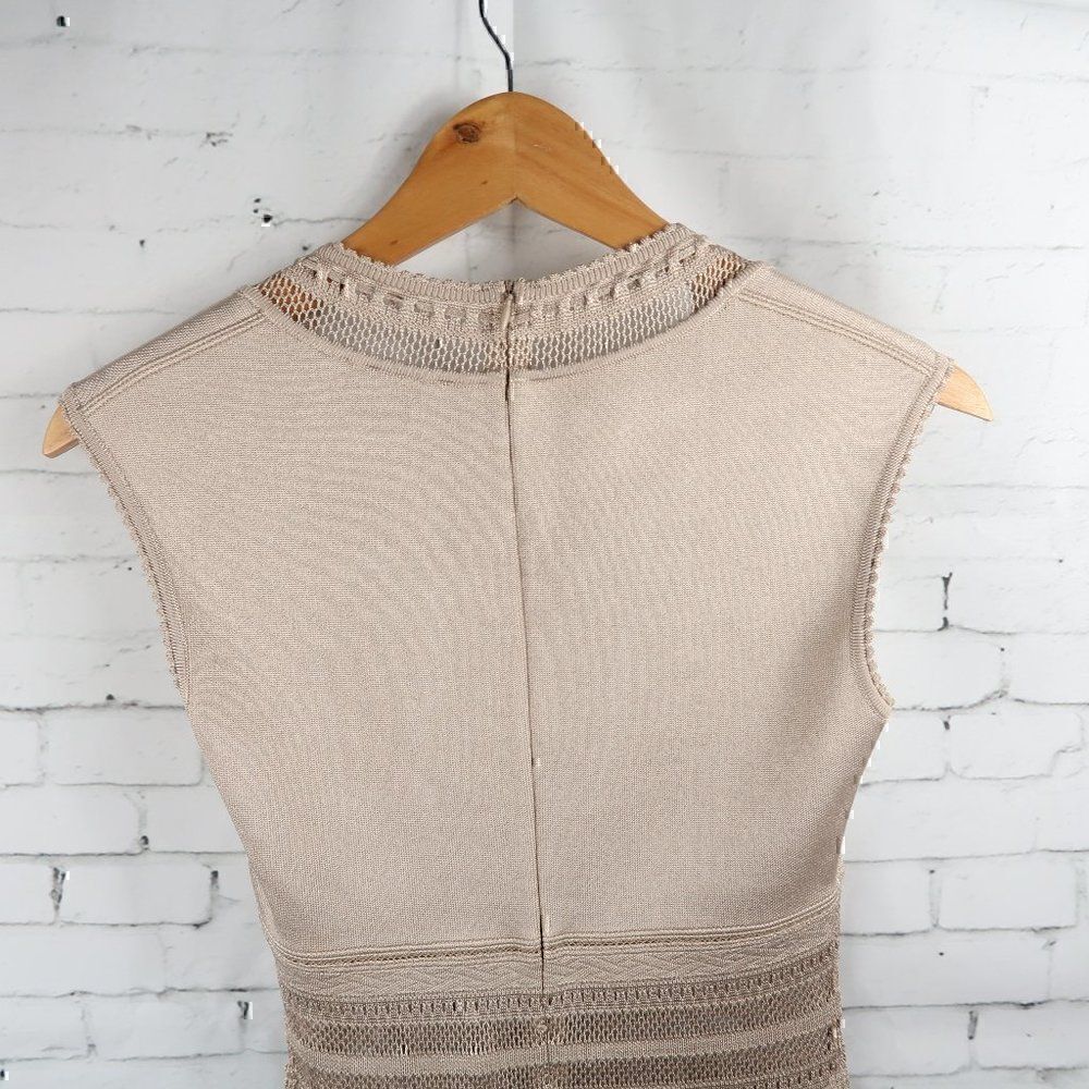AZZEDINE ALAIA ICONIC 1993 VINTAGE SEMI SHEER CROCHET KNIT NEUTRAL/TAN DRESS - Picture 12 of 14